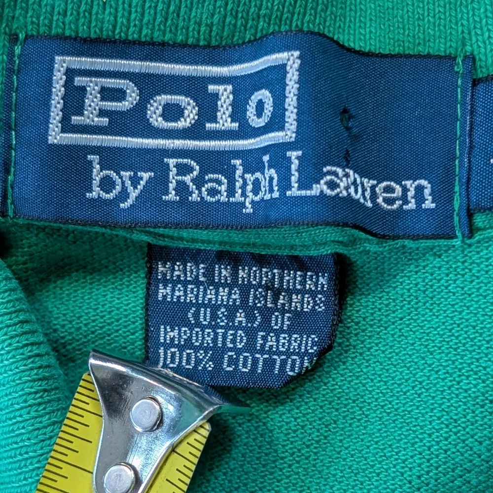 Vintage 90s Polo Ralph Lauren Classic two button polo shirt size medium green